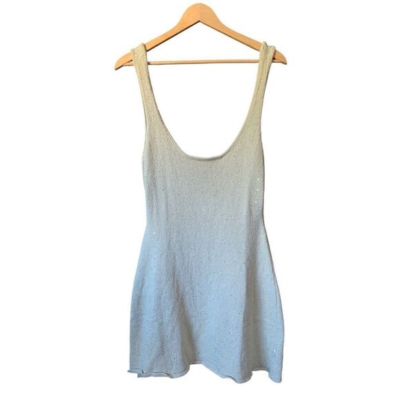 WeWoreWhat Scoop Neck Sequin‎ Mini Dress Pale Gold Size L - Picture 3 of 12